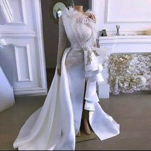 Plus-size Bride Front Slit Sweep Side Train Dress